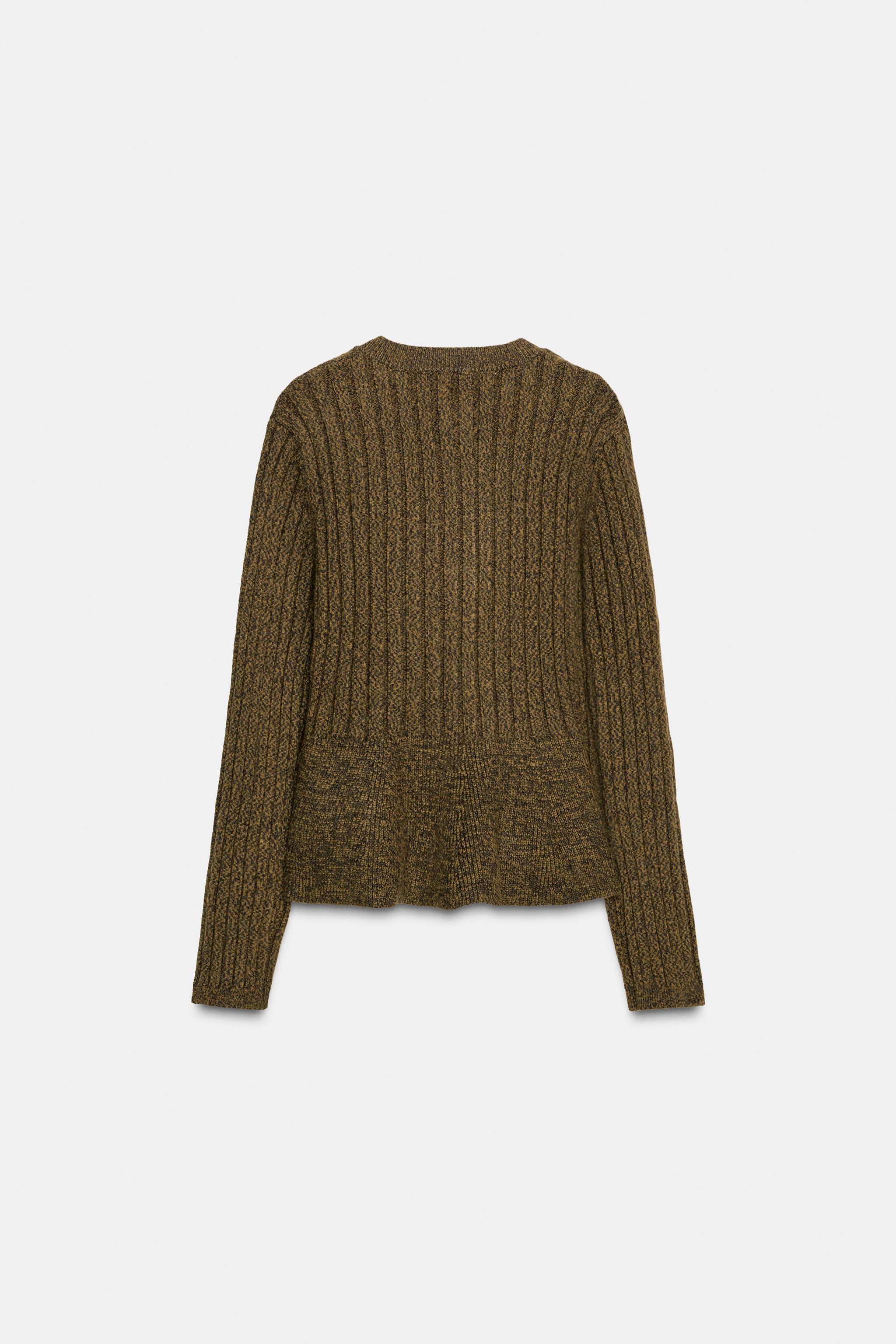 PEPLUM RIBBED CARDIGAN